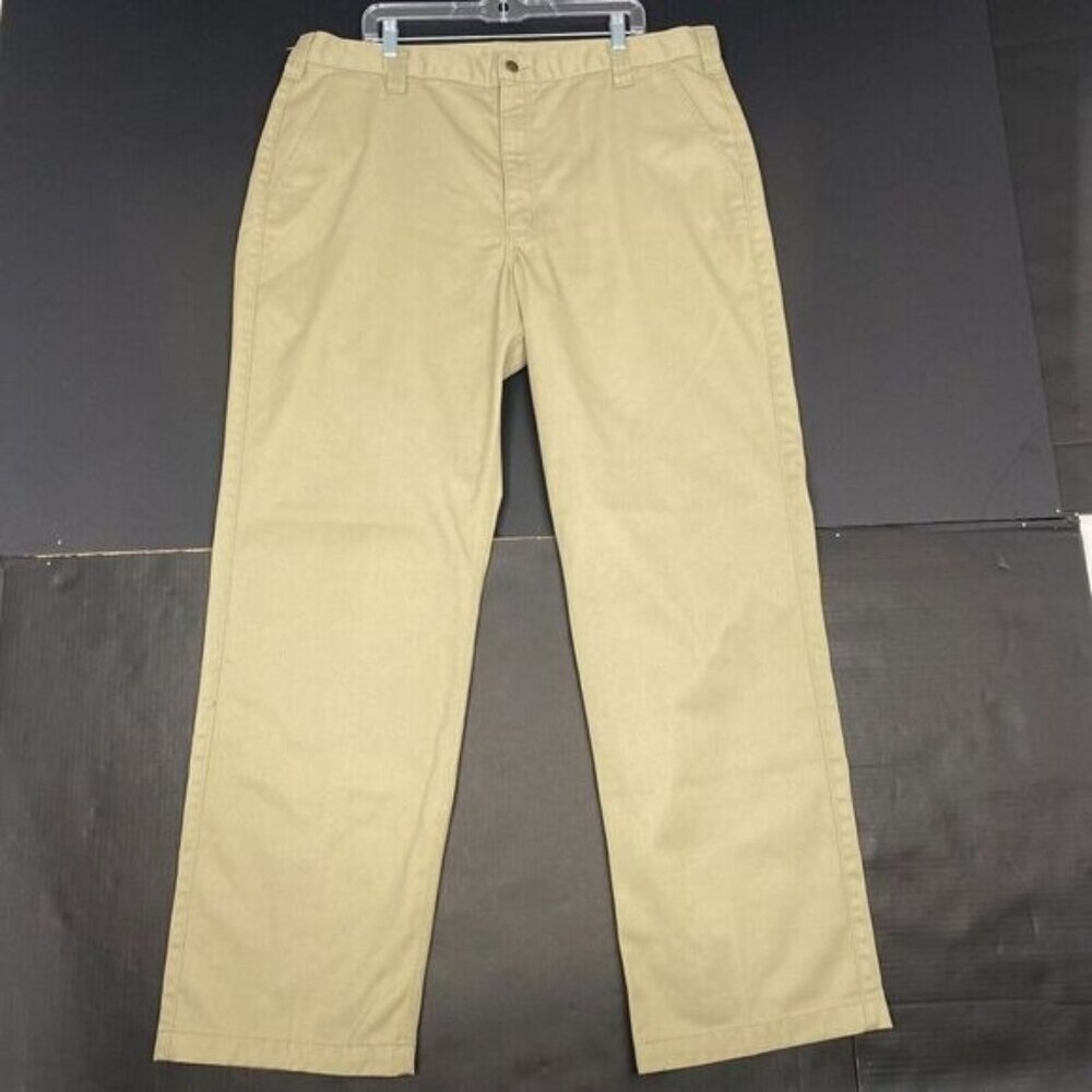 CARHARTT Mens Twill Work Pants, Relaxed Fit, Size 42X34 Beige Pockets